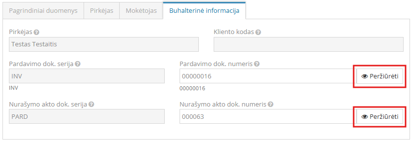 Dokumento peržiūra Sandėlis → Prekyba modulyje
